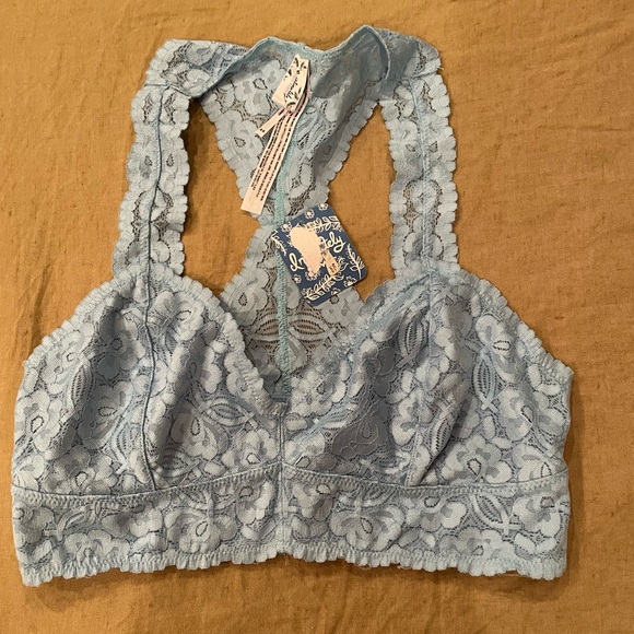 Set os 2 Free People Lace Bralette Bundle in Light Blue & black - Picture 1 of 4